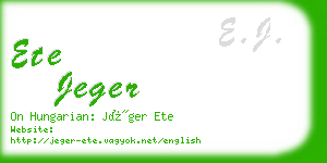 ete jeger business card